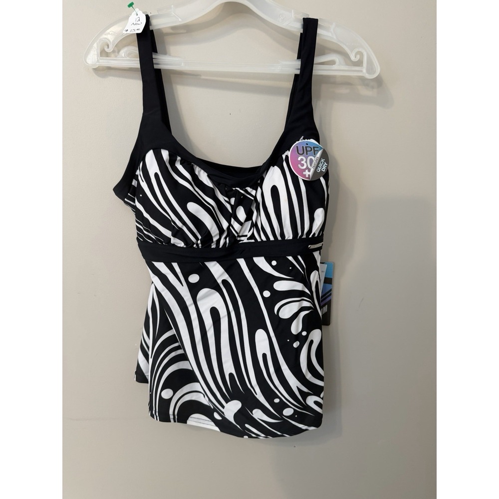 NWT ZeroXposur Women's Tankini Swim Top LIQUORICE Size 12 Swim Summer Pool Beach - Picture 2 of 16